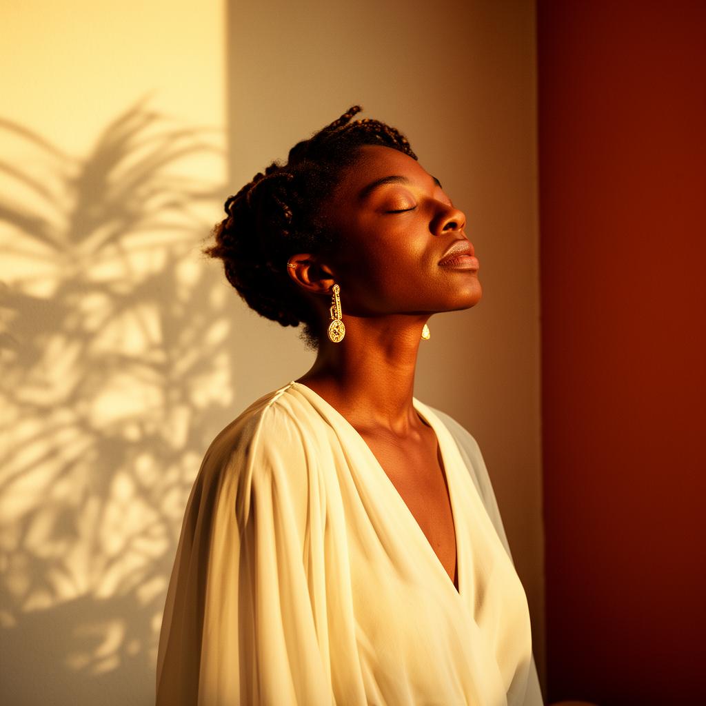 Serene woman in warm light